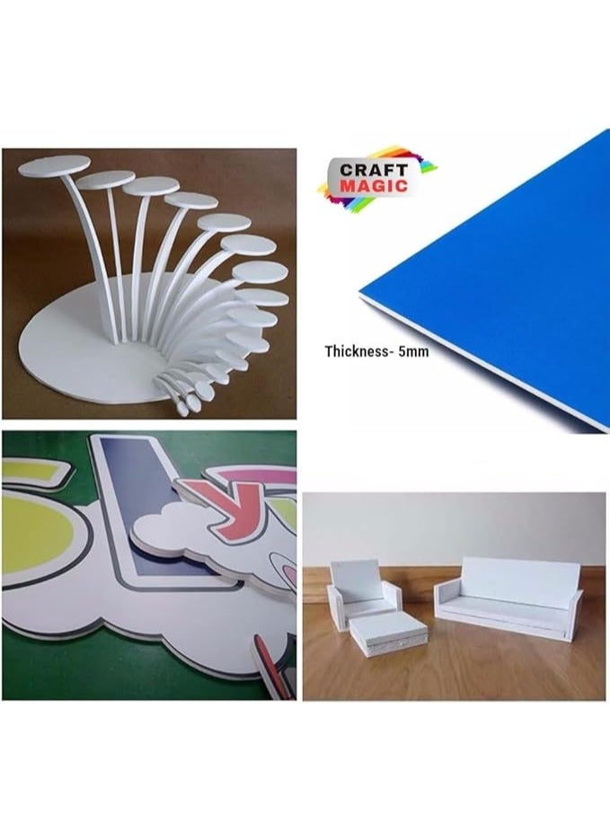 CRAFT MAGIC A3 Blue Double-Sided Foam Board 5mm Thick (42 × 29.7 cm) – 4 Pack Polystyrene Sheets for Model Making, Photo Mounting, Presentations, Arts & Crafts, School & Office - Image 3